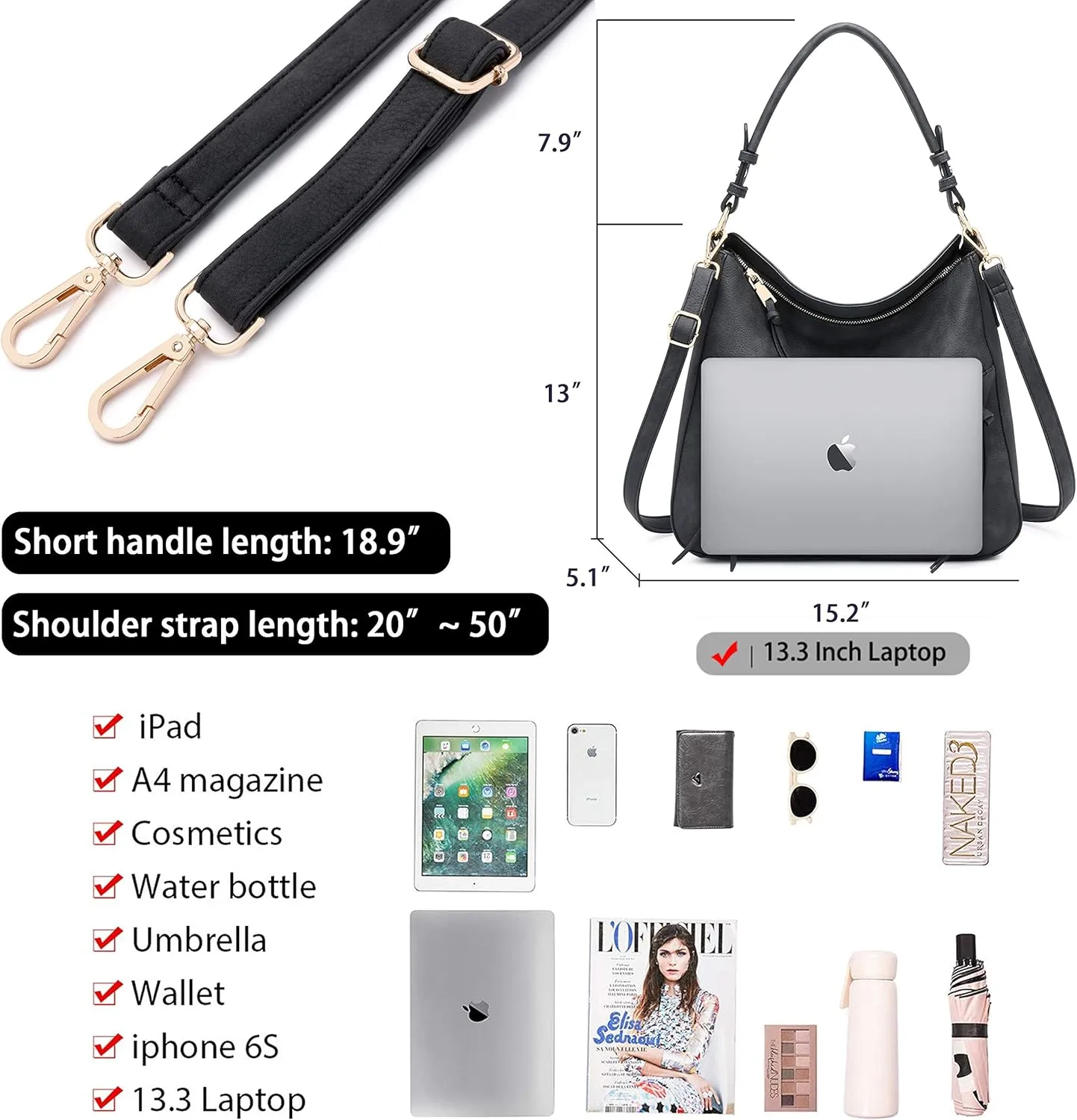lapsting Hobo Bags for Women Handbags Purse Ladies Boho Shoulder Bag Crossbody Purses Faux Leather