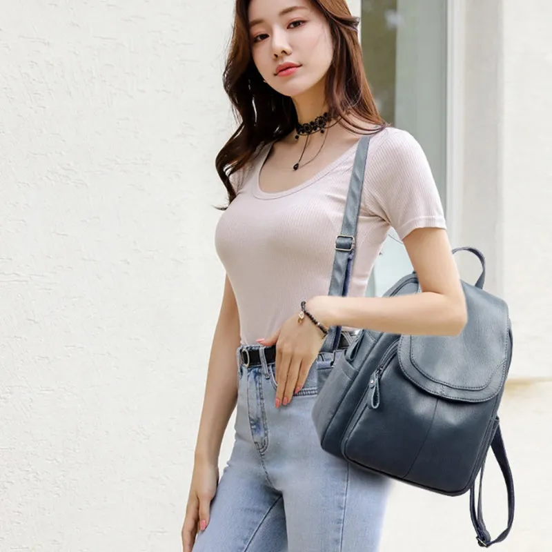 Large Capacity Genuine Leather Travel Backpacks