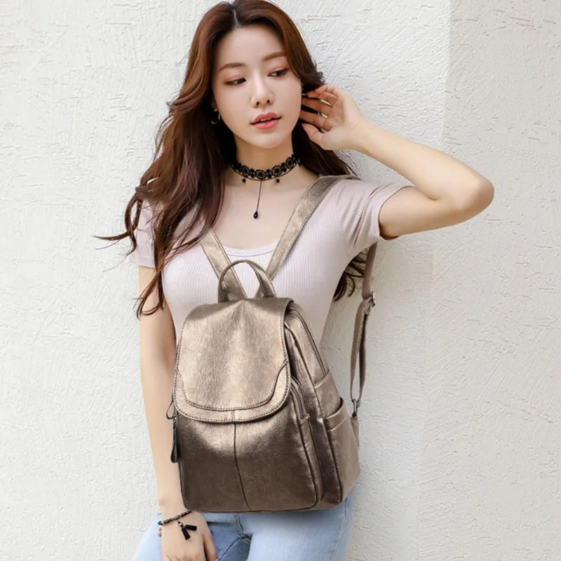 Large Capacity Genuine Leather Travel Backpacks