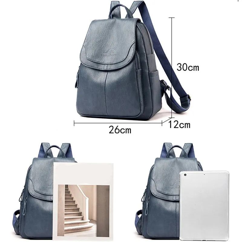 Large Capacity Genuine Leather Travel Backpacks