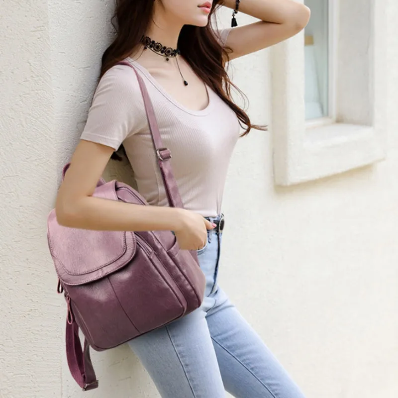 Large Capacity Genuine Leather Travel Backpacks