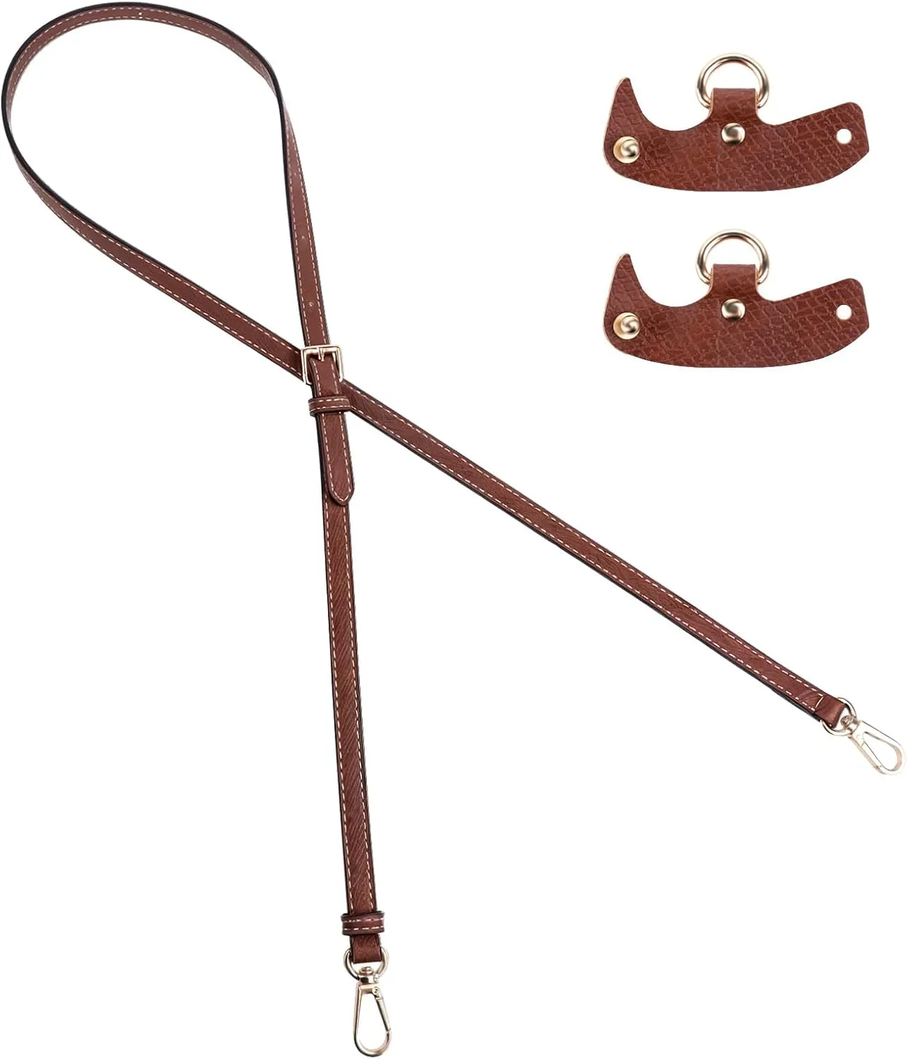 Leather Purse Strap Replacement Crossbody Adjustable Long Thin Handmade Shoulder Handbags Strap Mini Handbag Conversion Accessories with Metal Buckles for Women Girls DIY Longchamp Bag Wallet Belt