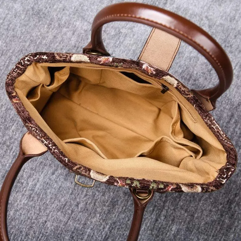 Mini Carpet Tote Floral Coffee