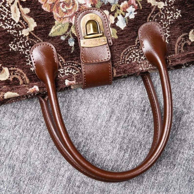 Mini Carpet Tote Floral Coffee