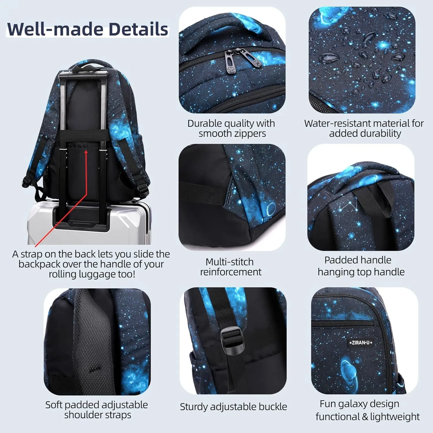 MITOWERMI Kids' Backpack for Boys Girls Elementary School Bags for Boys Bookbags Primary Students Children Backpack Space Blue