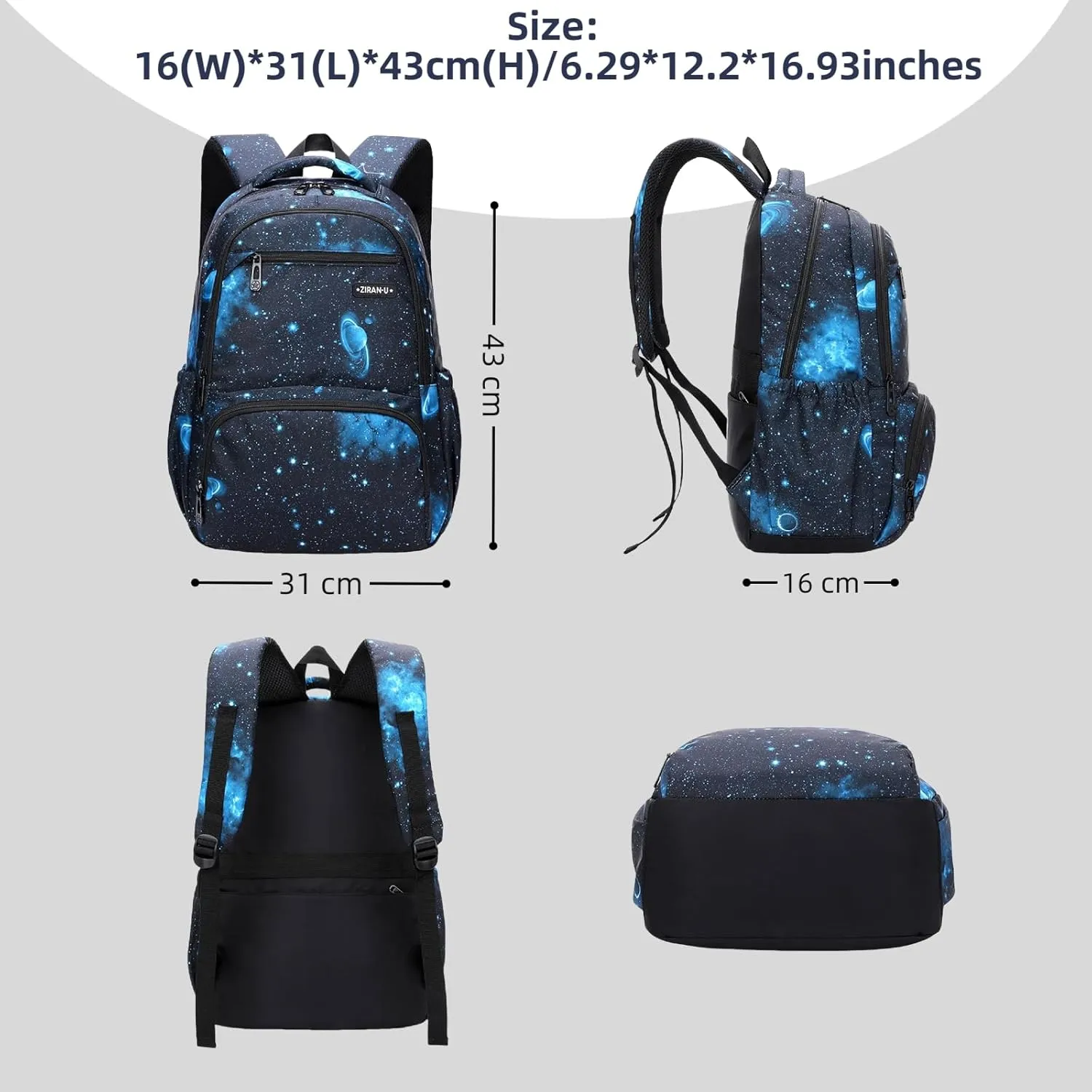 MITOWERMI Kids' Backpack for Boys Girls Elementary School Bags for Boys Bookbags Primary Students Children Backpack Space Blue