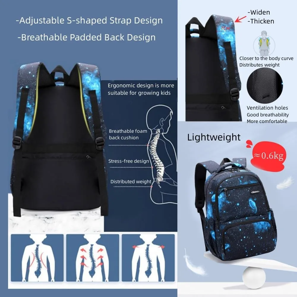 MITOWERMI Kids' Backpack for Boys Girls Elementary School Bags for Boys Bookbags Primary Students Children Backpack Space Blue