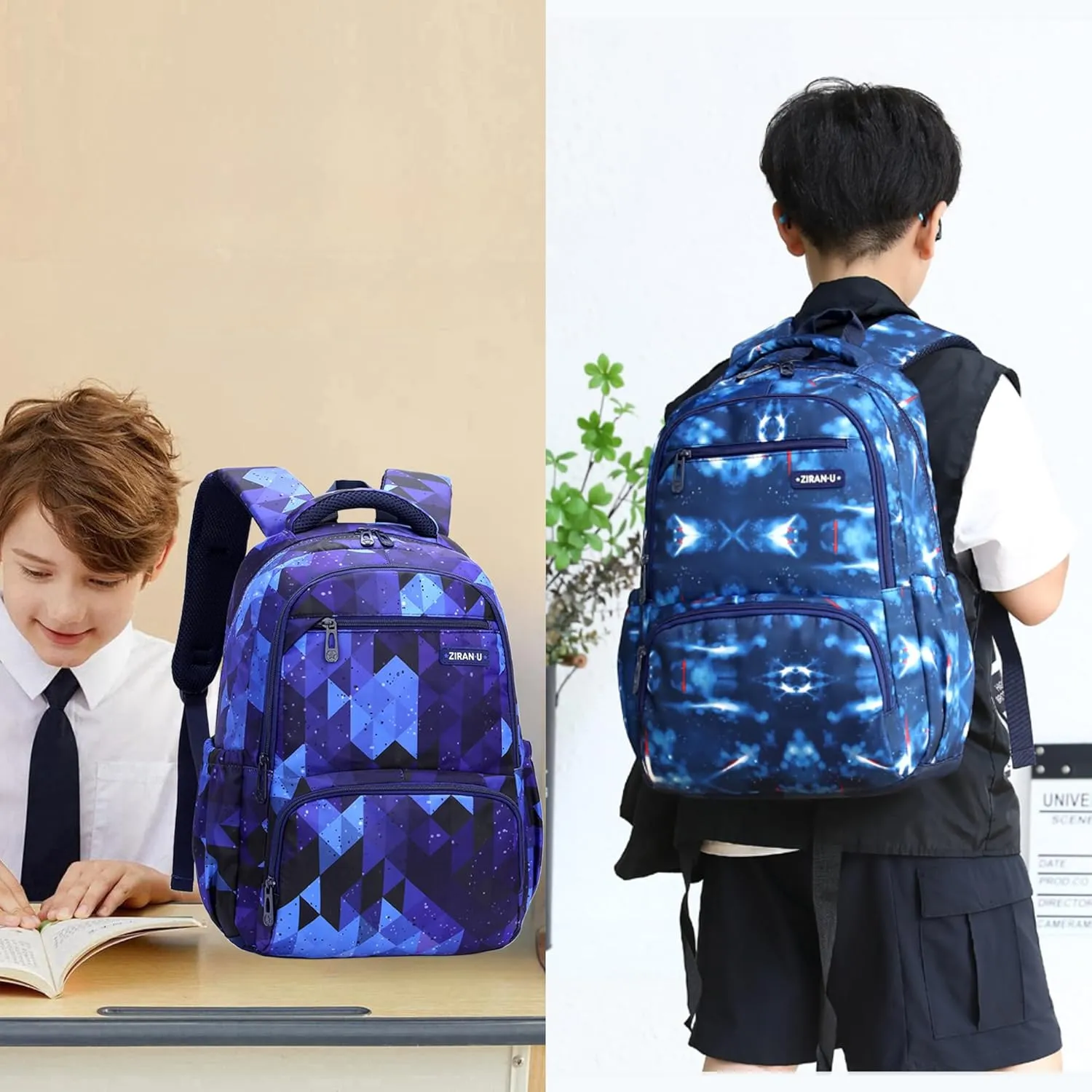 MITOWERMI Kids' Backpack for Boys Girls Elementary School Bags for Boys Bookbags Primary Students Children Backpack Space Blue
