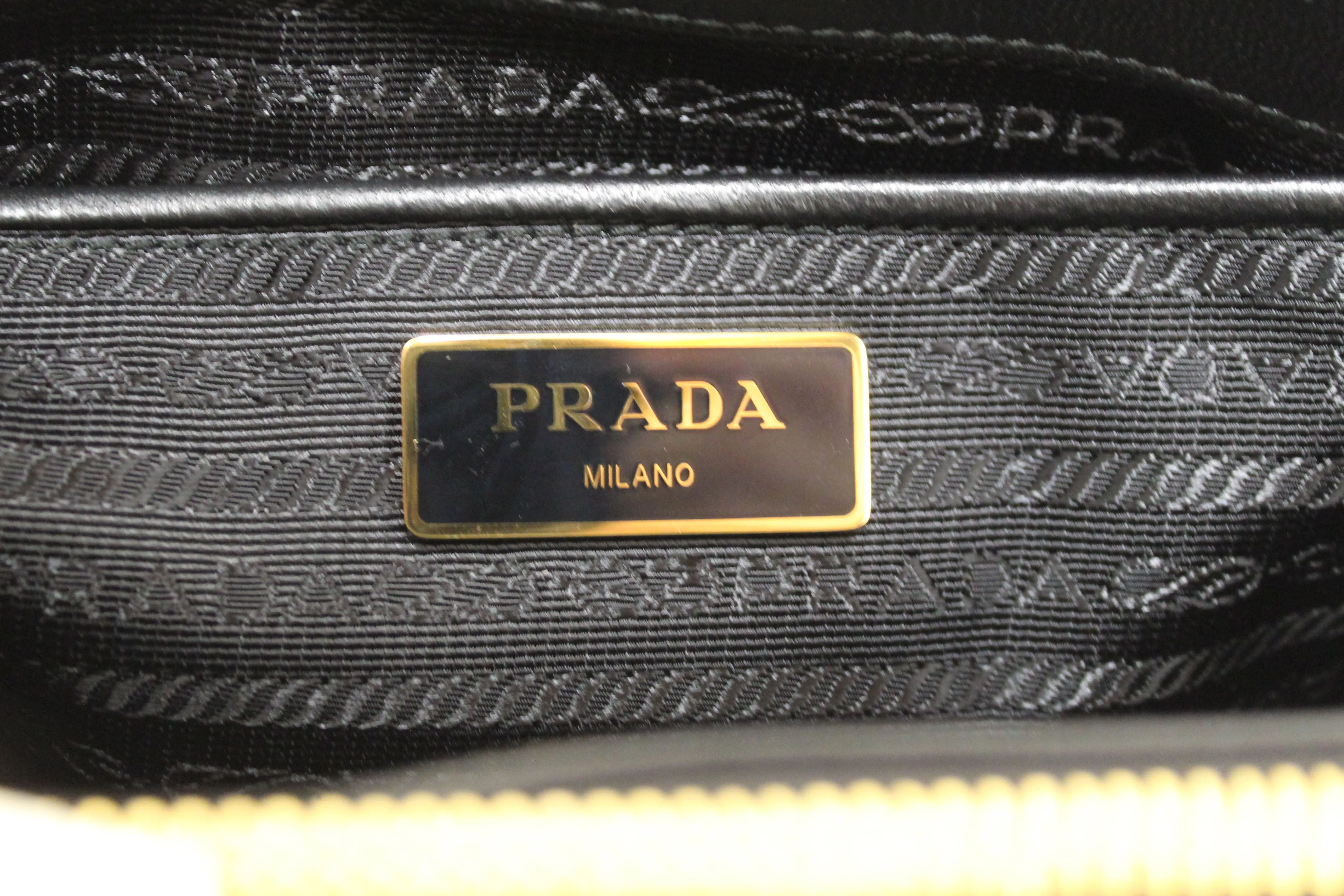 NEW Authentic Prada Black Nylon Gaufre Small Tote Crossbody Bag