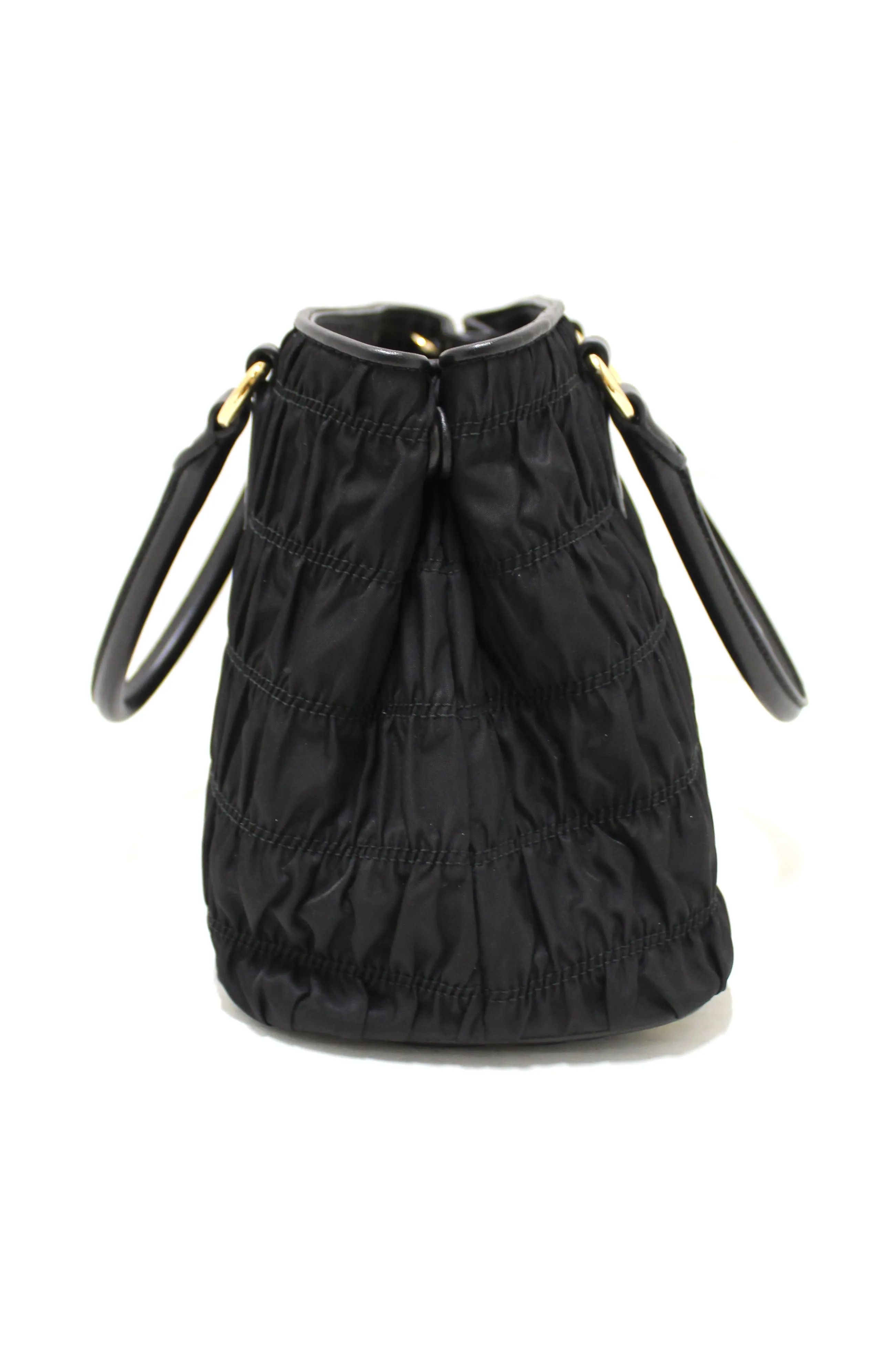 NEW Authentic Prada Black Nylon Gaufre Small Tote Crossbody Bag