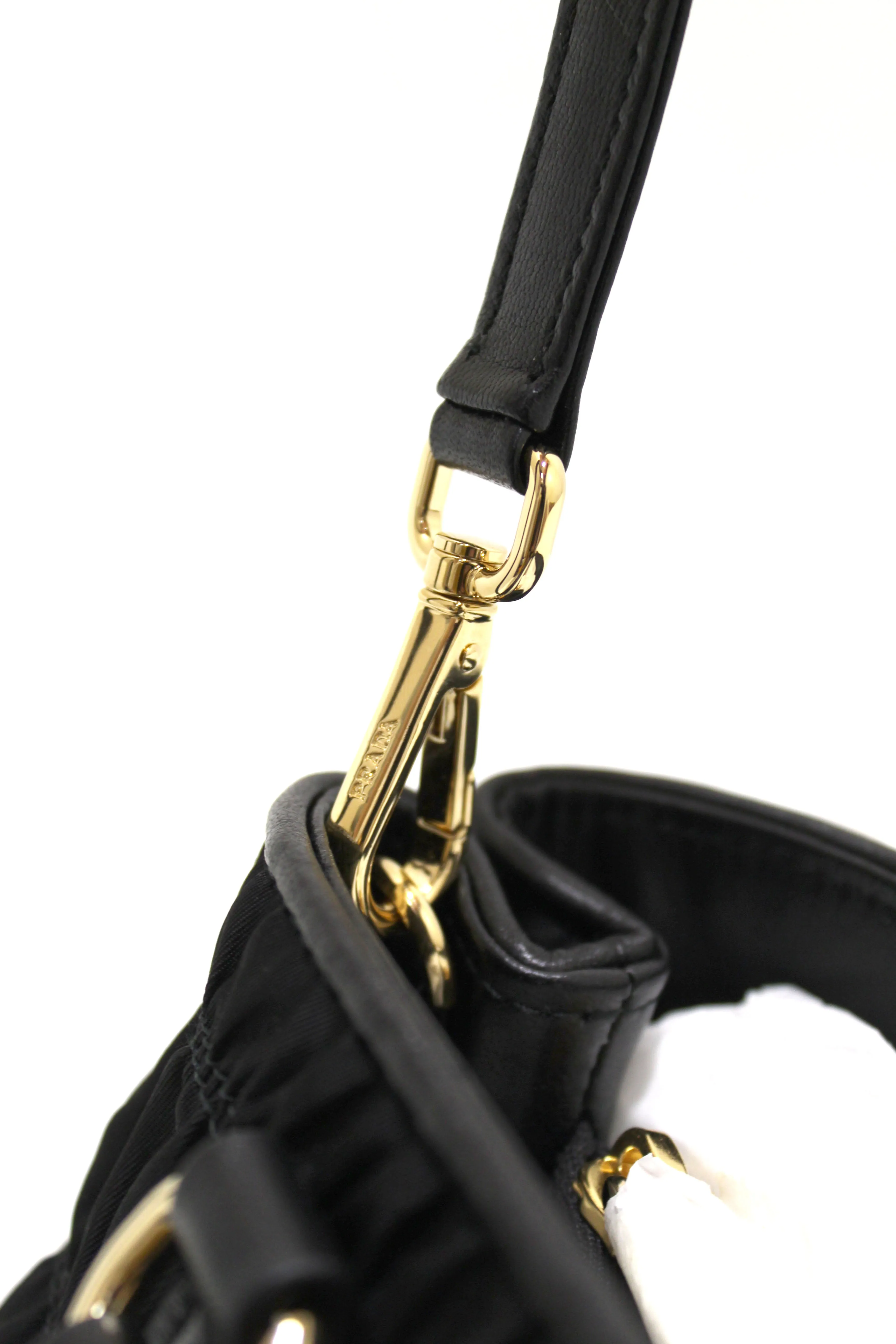 NEW Authentic Prada Black Nylon Gaufre Small Tote Crossbody Bag