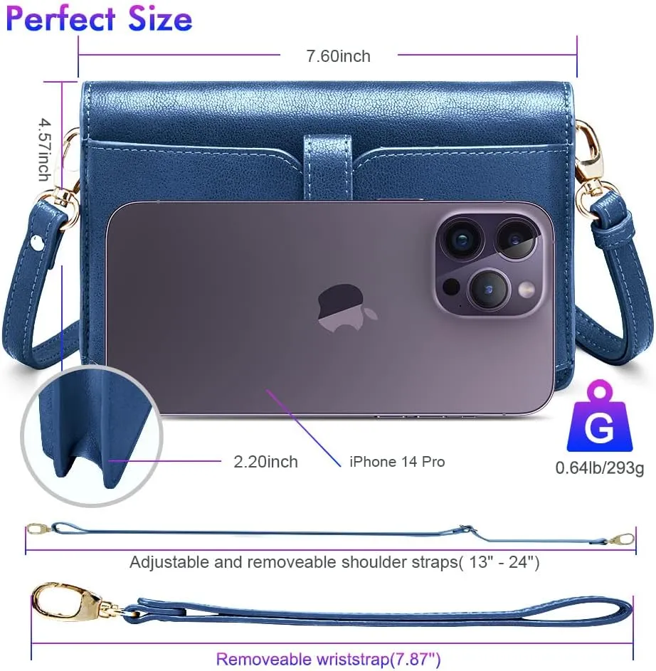 nuoku Women Small Crossbody Bag Cellphone Purse Wallet with RFID Card Slots 2 Straps
