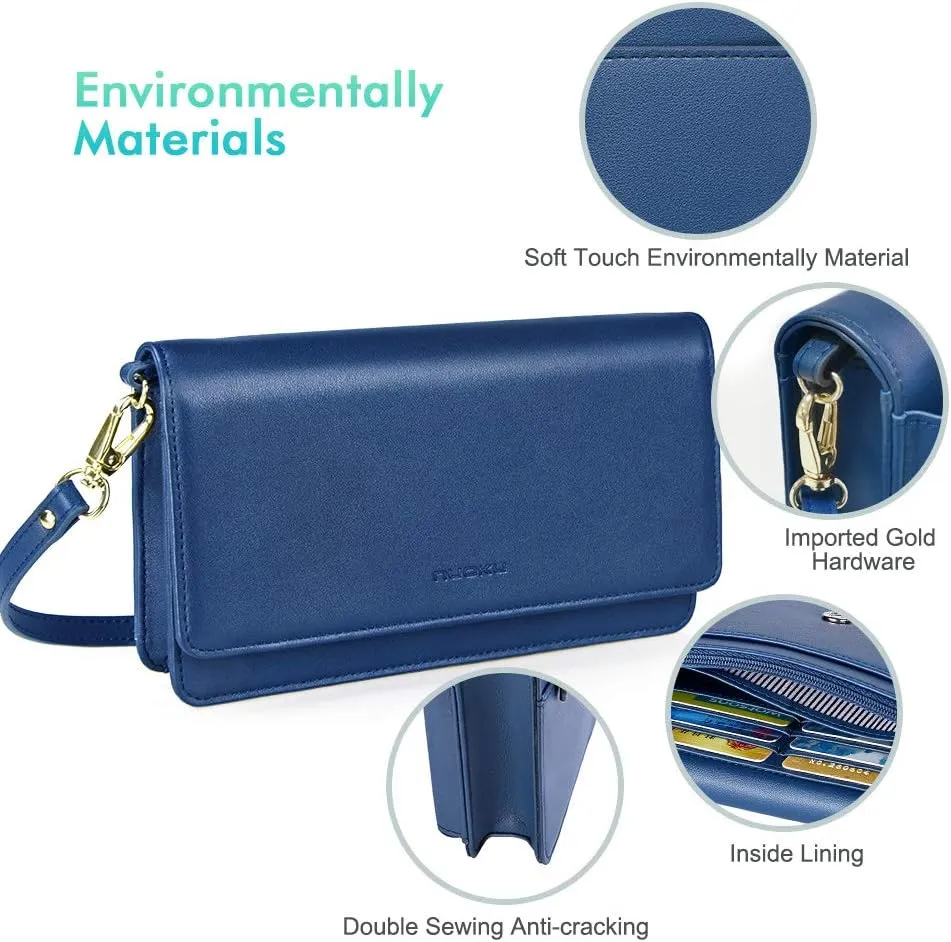 nuoku Women Small Crossbody Bag Cellphone Purse Wallet with RFID Card Slots 2 Straps