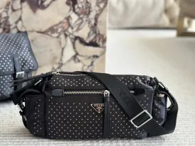 PD344 Re-Nylon Bag with Studs / 13.4x6.3inch