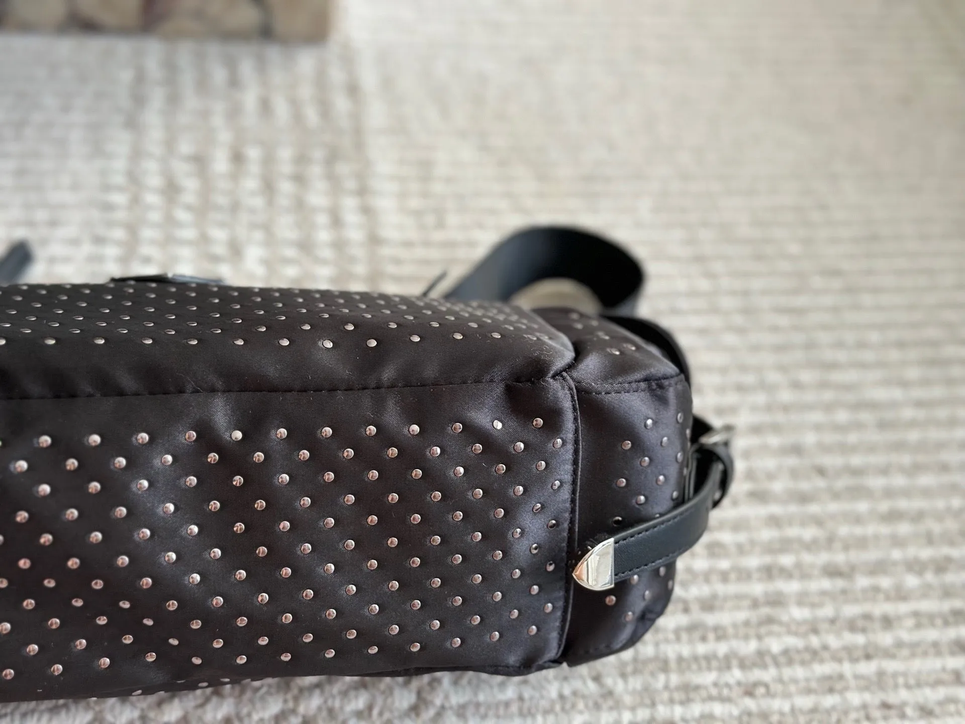 PD344 Re-Nylon Bag with Studs / 13.4x6.3inch