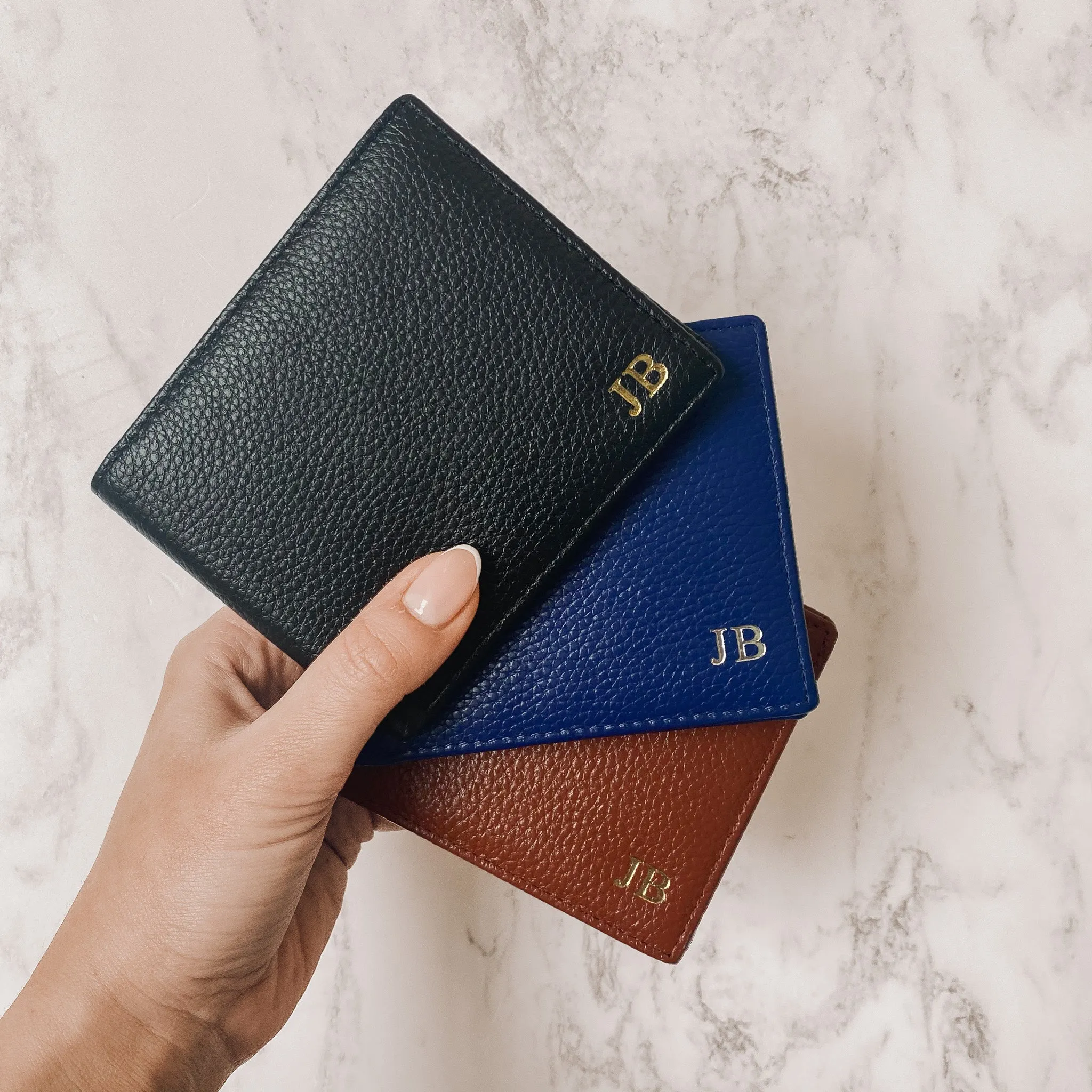 Personalised Pebble Leather Mens Wallet | Lapis Blue