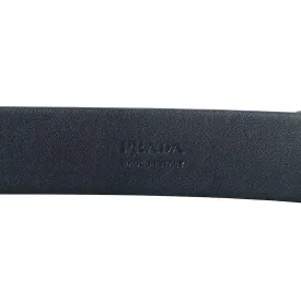 Prada Navy Blue Saffiano Leather Belt w Silver Belt Buckle 2CM046 Size 90 / 36