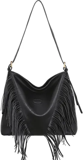 PU Leather Fringe Hobo Bag Large Studded Handbag Crossbody Bag for Women