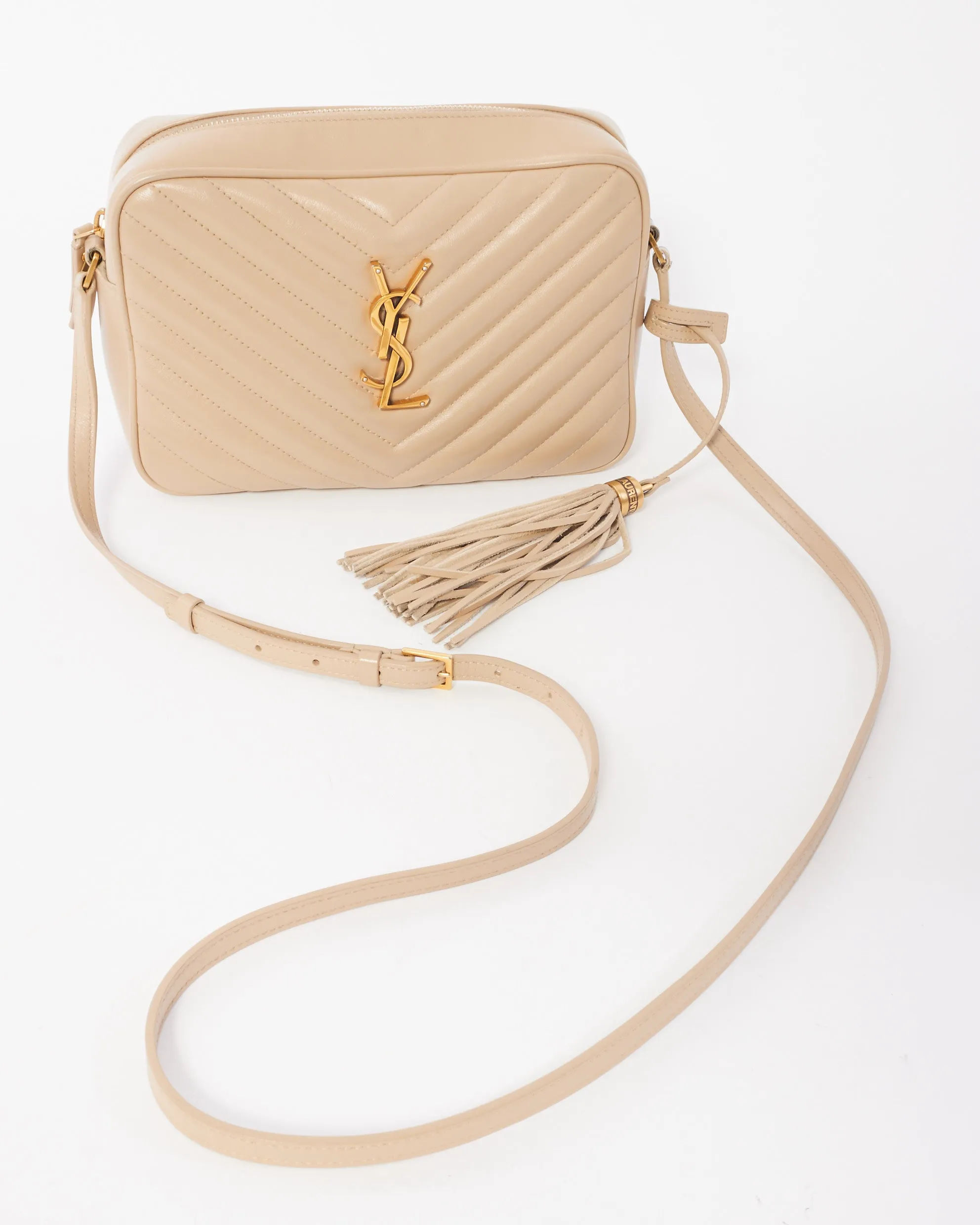 Saint Laurent Beige Leather Lou Camera Bag