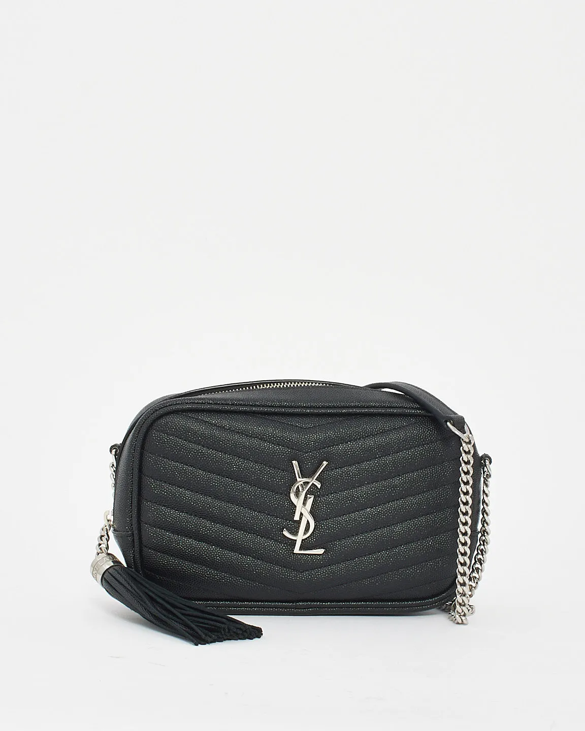 Saint Laurent Black Quilted Leather Mini Lou Camera Bag