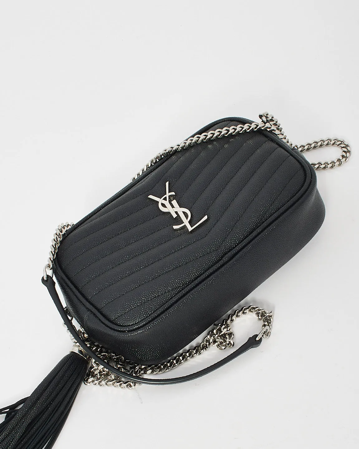 Saint Laurent Black Quilted Leather Mini Lou Camera Bag