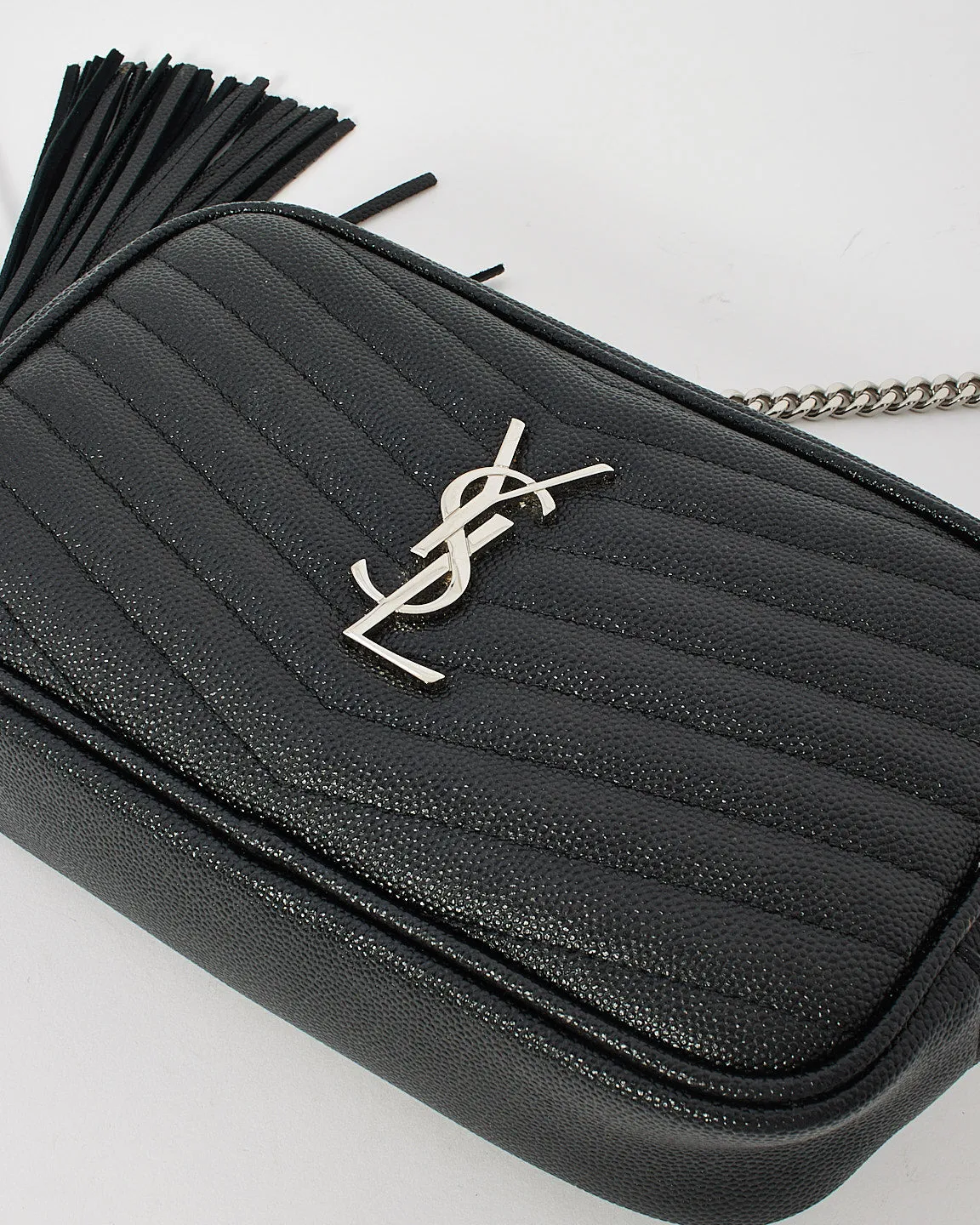 Saint Laurent Black Quilted Leather Mini Lou Camera Bag