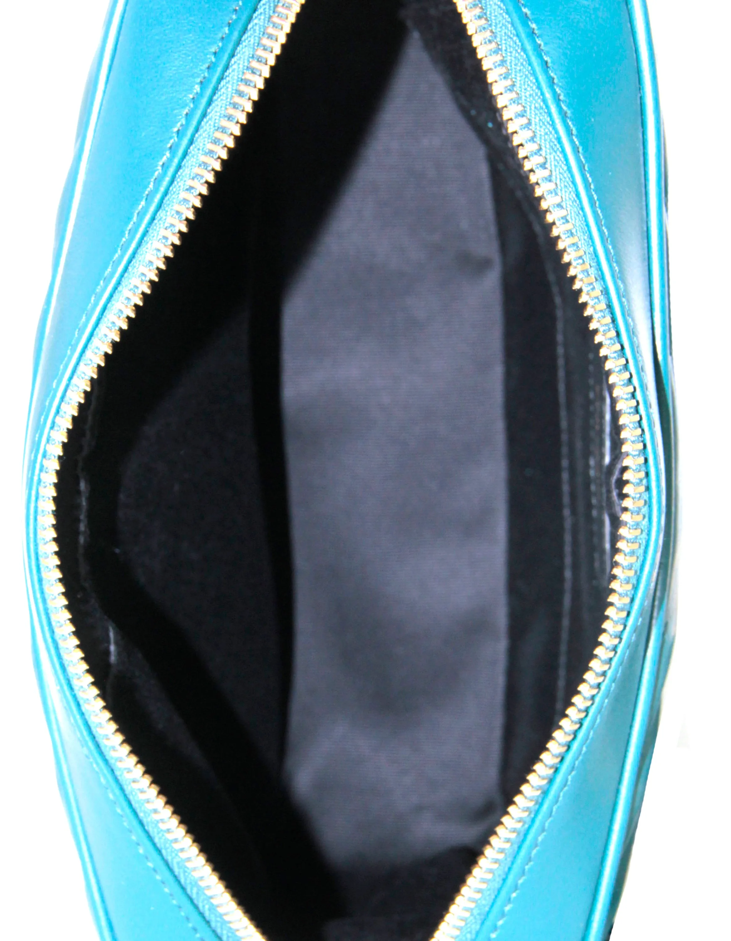 Saint Laurent Sea Turquoise Calfskin Matelasse Monogram Lou Camera Bag