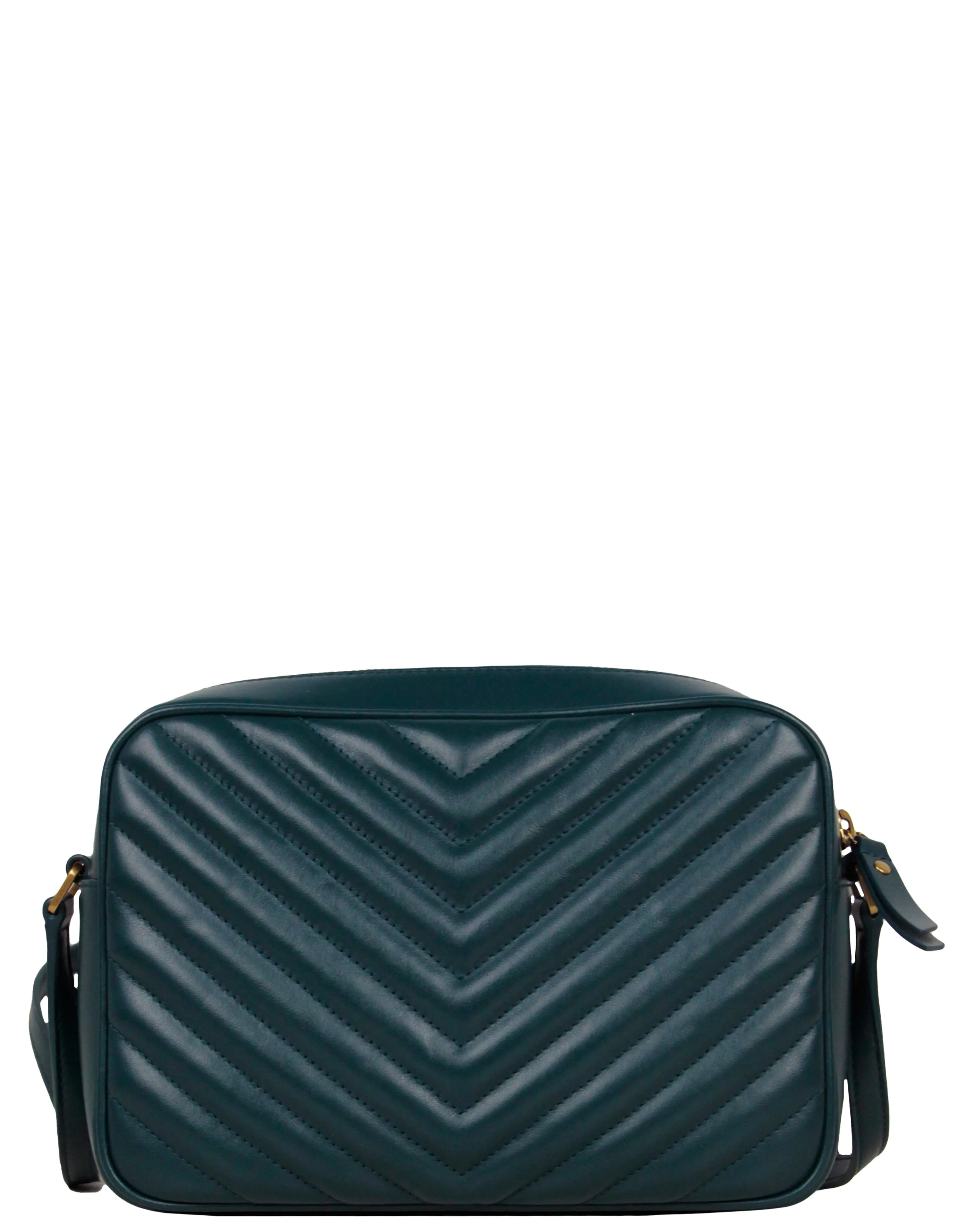 Saint Laurent Sea Turquoise Calfskin Matelasse Monogram Lou Camera Bag