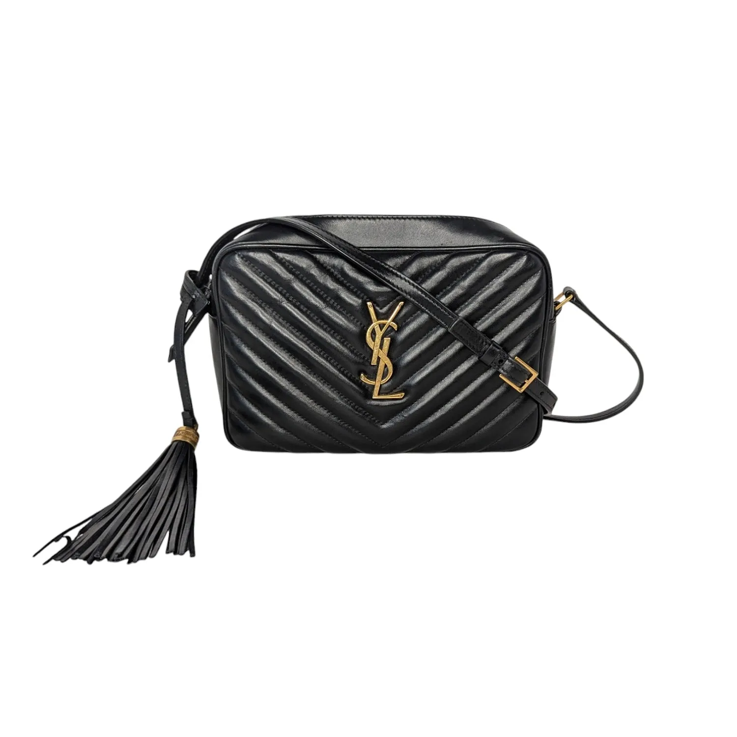 Saint Laurent YSL Chevron Quilted Lou Camera Crossbody