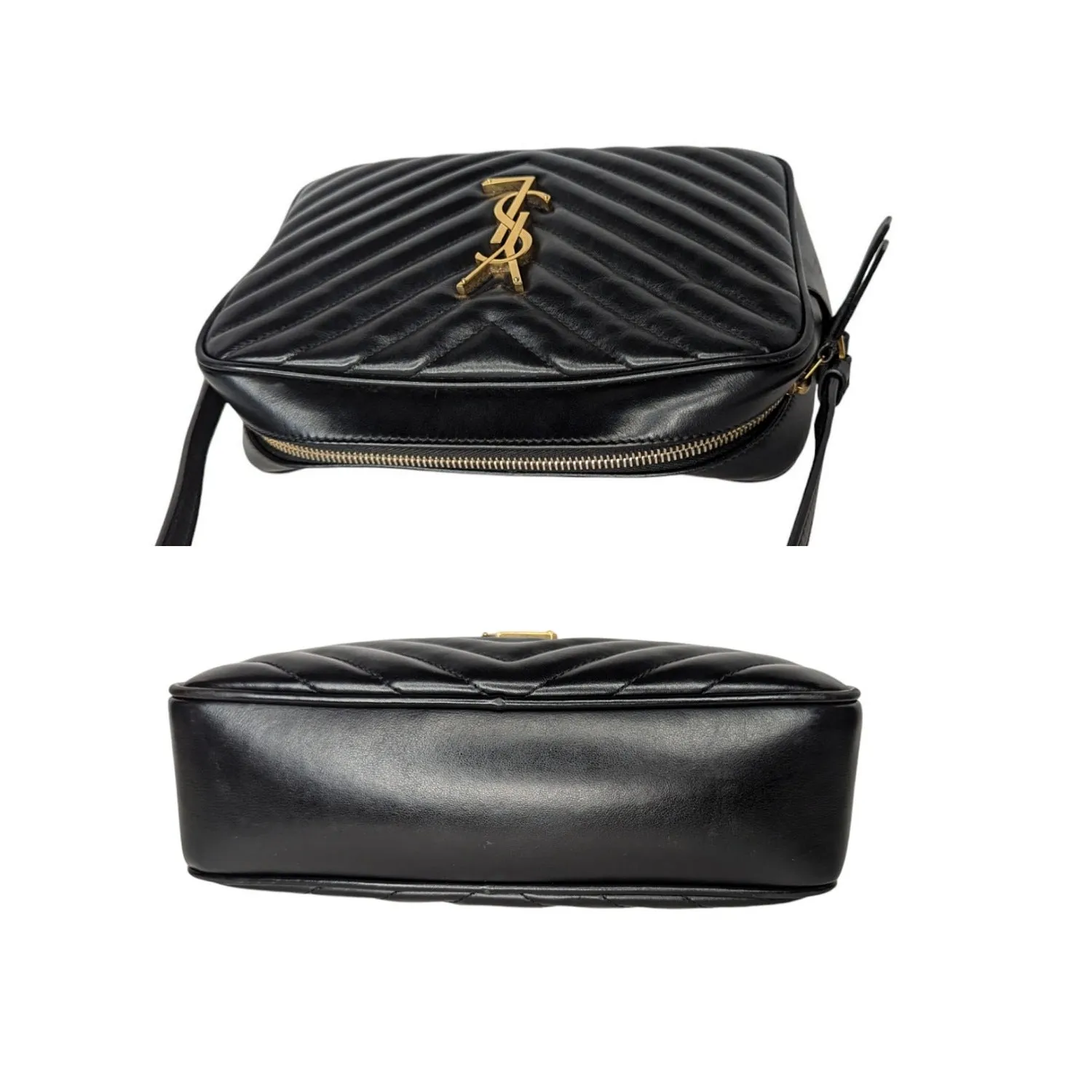 Saint Laurent YSL Chevron Quilted Lou Camera Crossbody