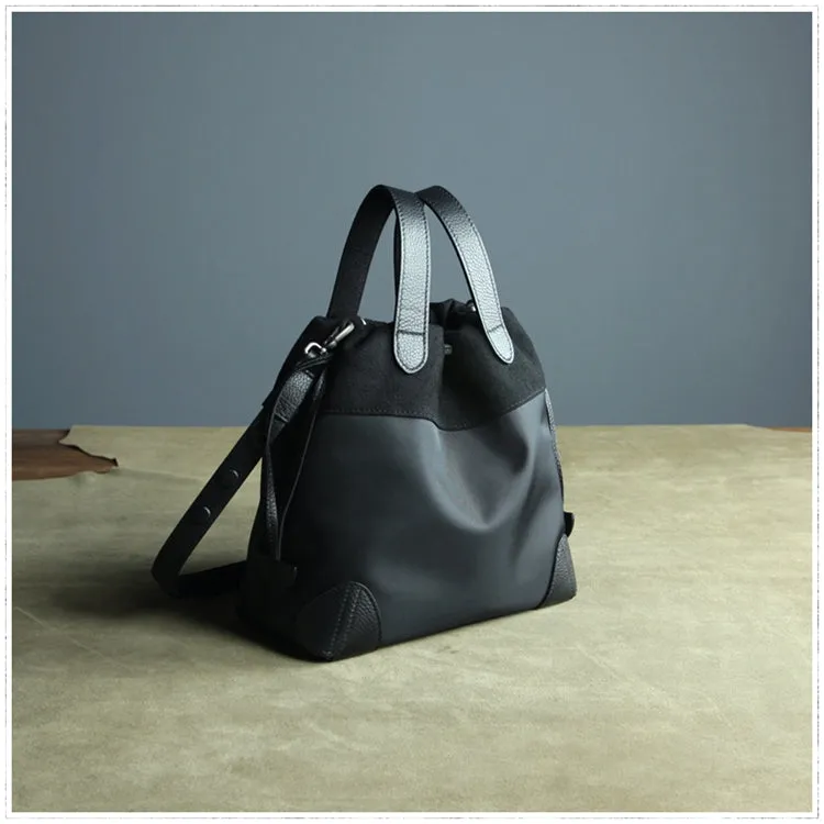 Small Womens Orange Nylon Leather Bucket Handbag Purse Nylon Leather Barrel Shoulder Bag Handbag Purse for Ladies