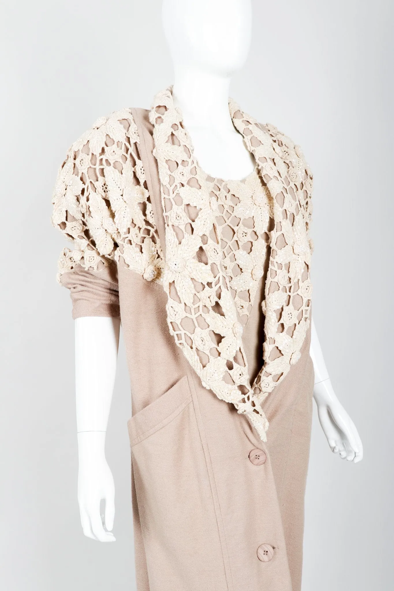 Sparkling Crochet Lace Coat & Tank Set
