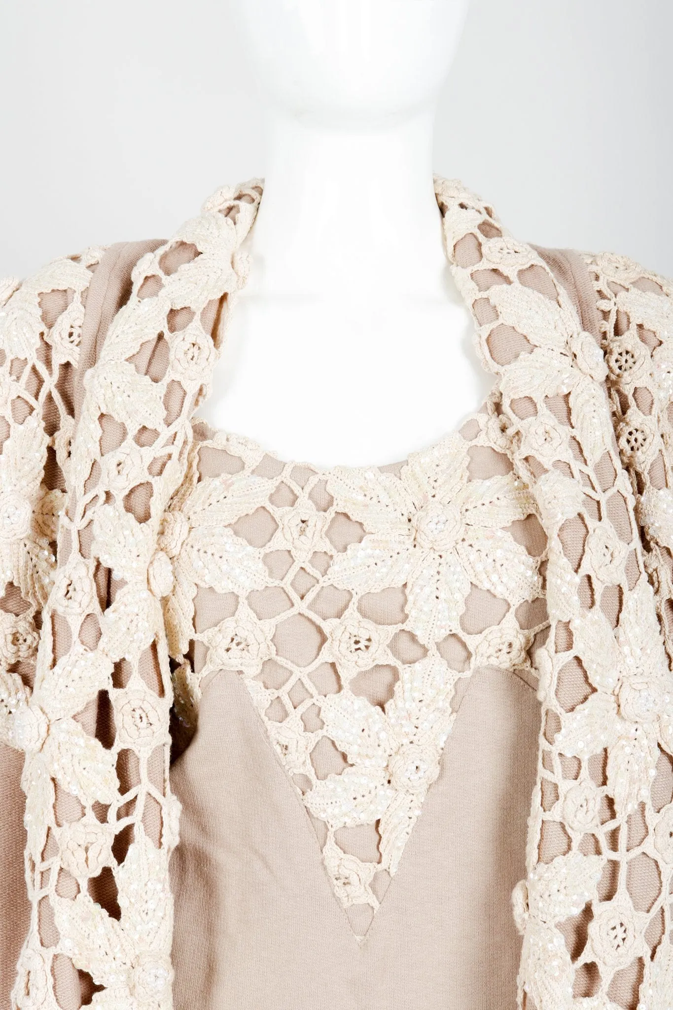 Sparkling Crochet Lace Coat & Tank Set