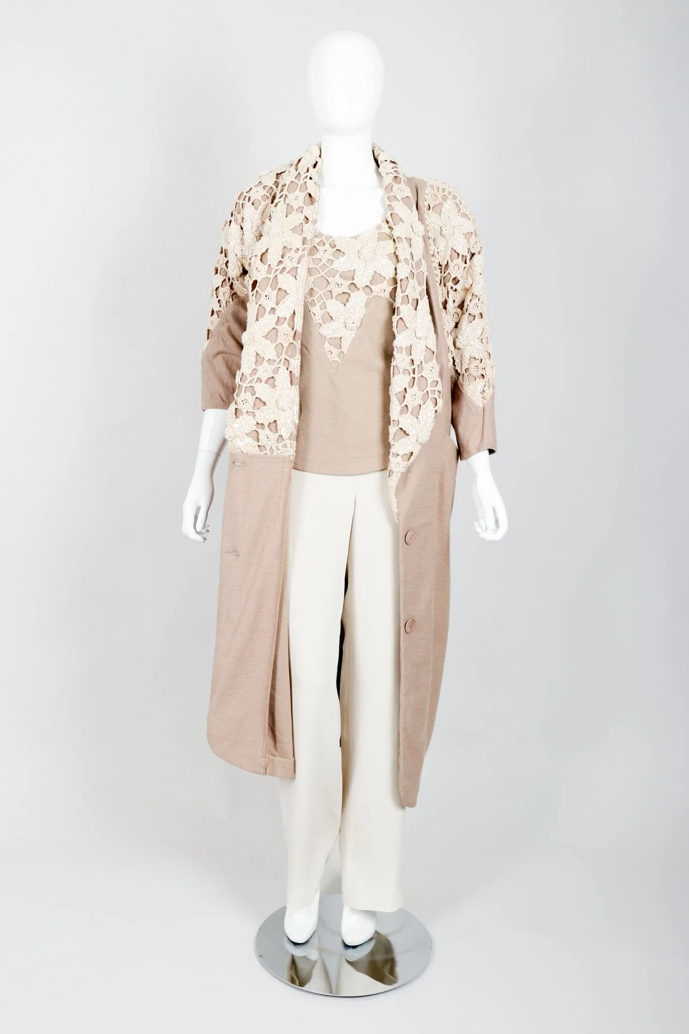Sparkling Crochet Lace Coat & Tank Set