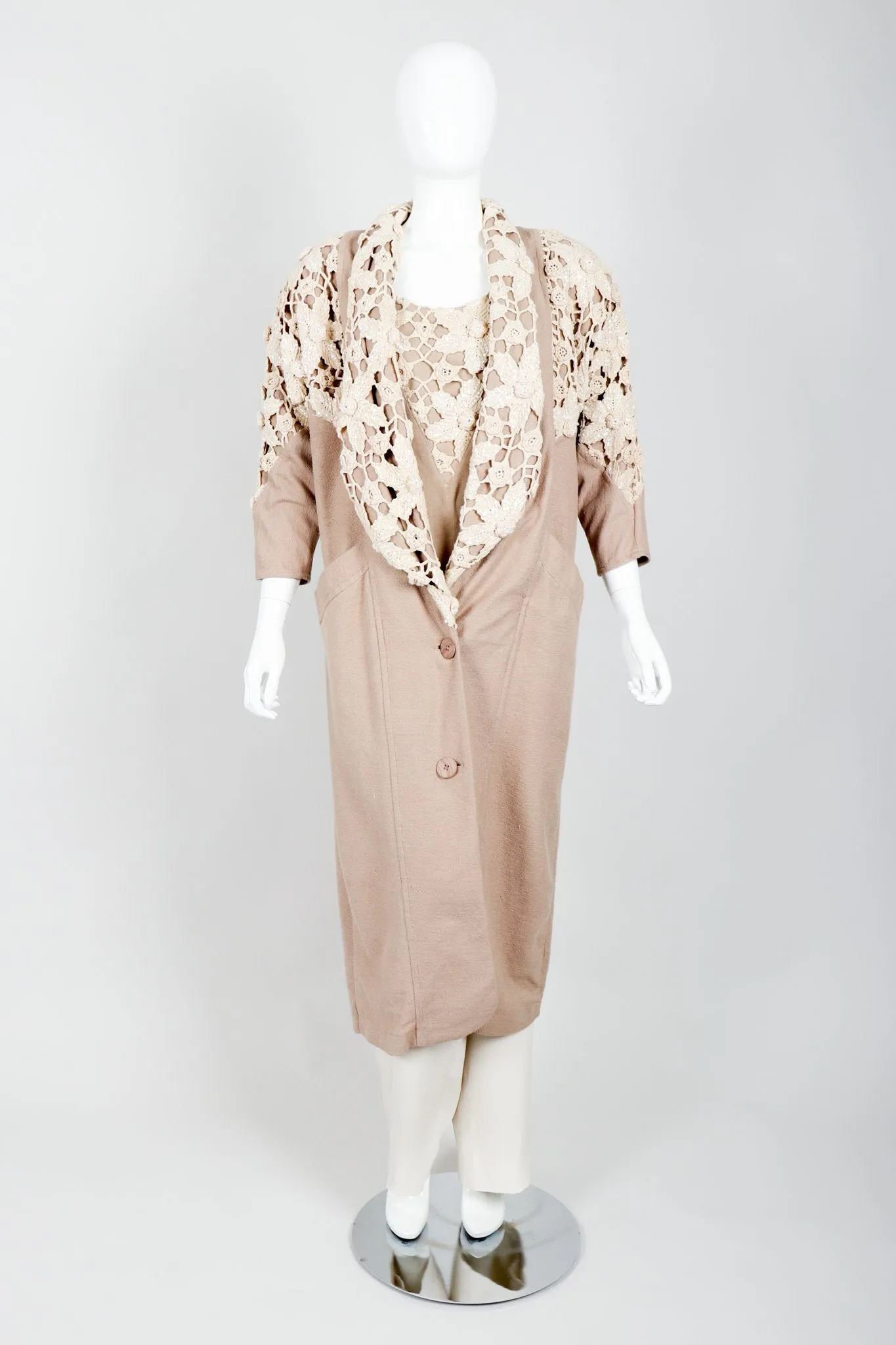 Sparkling Crochet Lace Coat & Tank Set