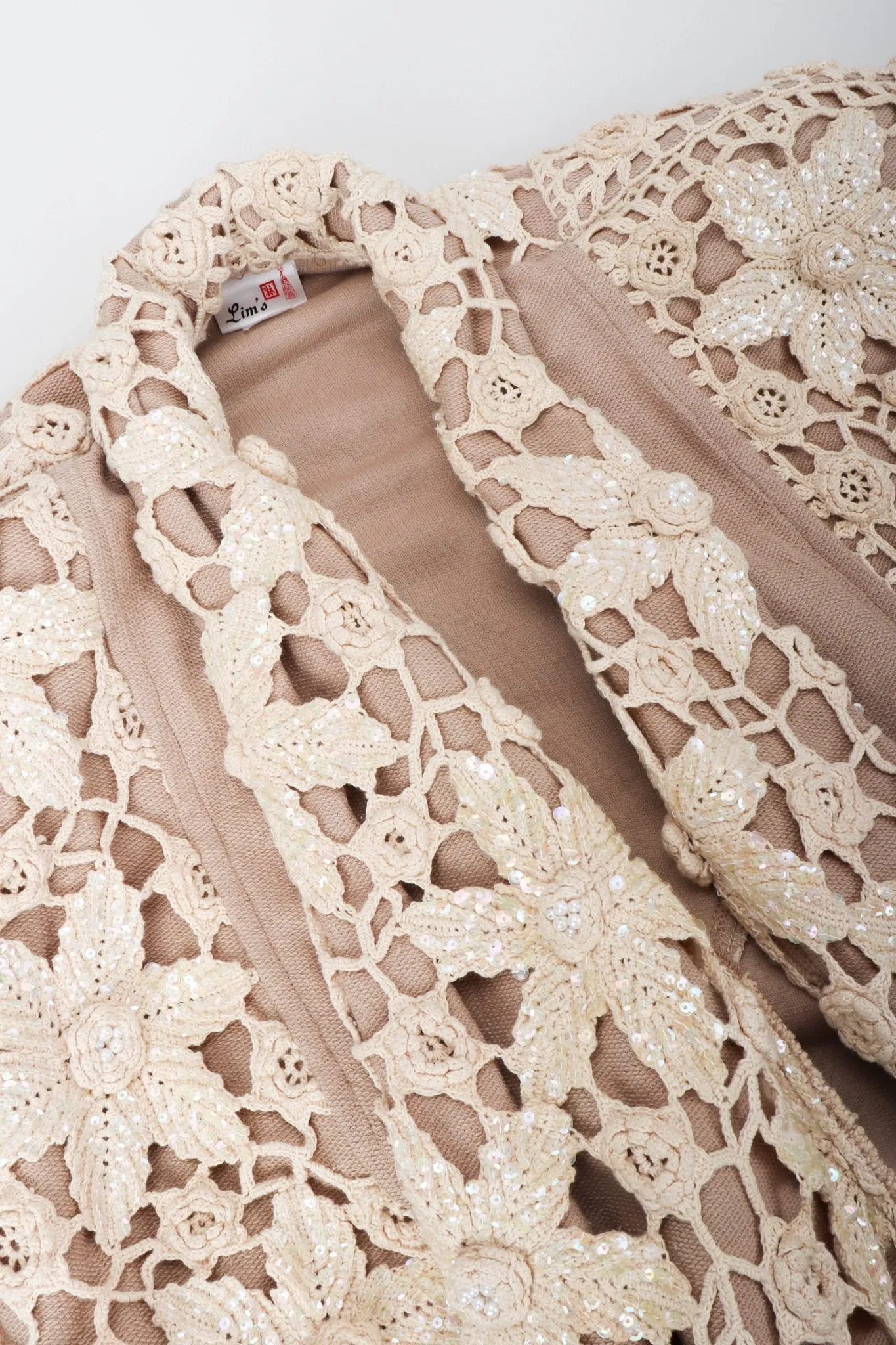 Sparkling Crochet Lace Coat & Tank Set
