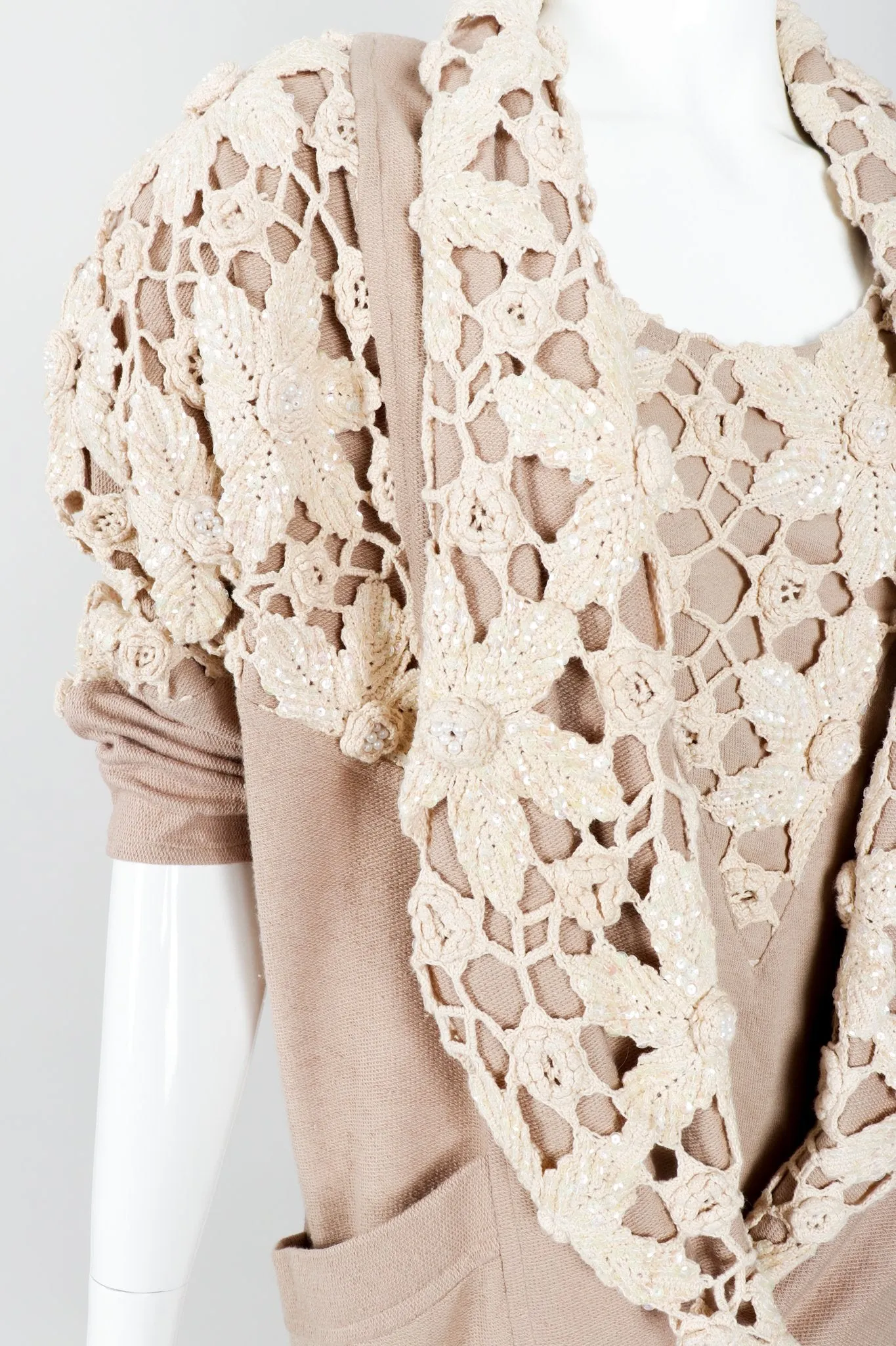 Sparkling Crochet Lace Coat & Tank Set