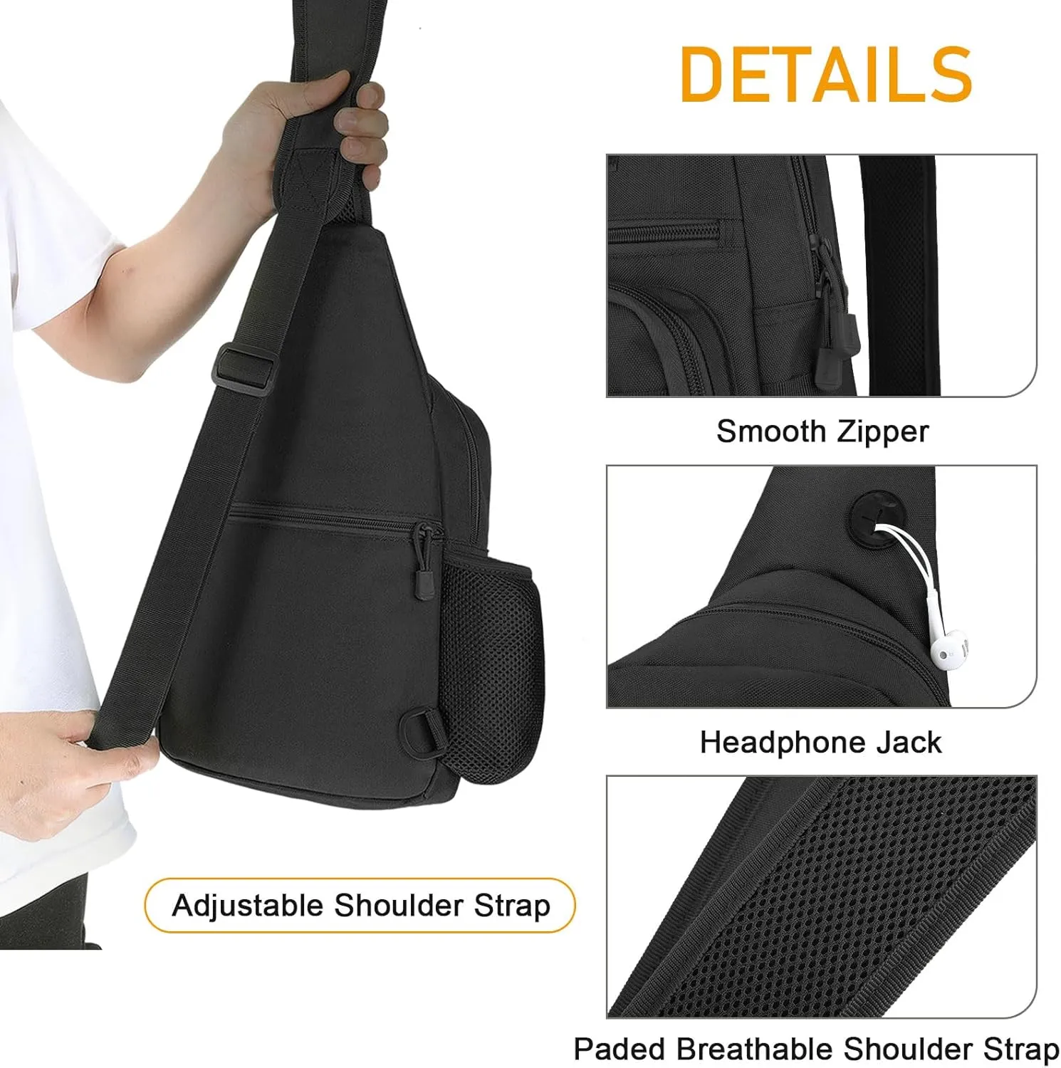 Tactical Sling Bag Military Chest Pack Small MOLLE Shoulder Backpack Mens One Strap Daypack with Water Bottle Holder Camo Black