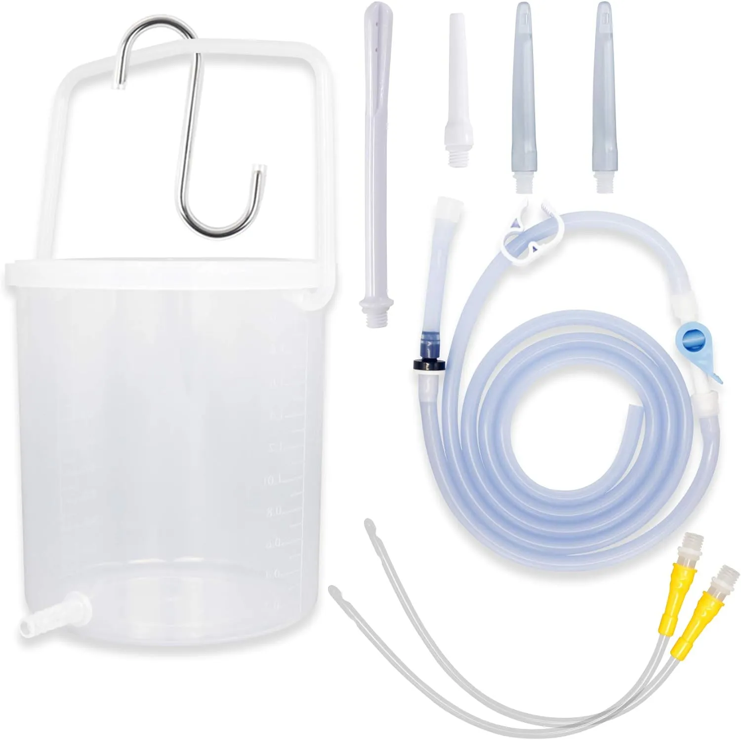 Topquafocus Large Enema Bucket Kit Anti-backflow Enema Kit for Men Women Colon Cleansing Detox Enemas 2 quarts Capacity 5 Tips Enema Kit