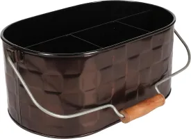 Utensil Caddy,Galvanized Bucket,Galvanized Utensil Holder,Silverware Caddy,Metal Caddy,Outdoor Utensil Caddy,Tin Utensil Holder,Utensil Caddy for Parties,Picnic Caddy,Farmhouse Utensil Dark Brown