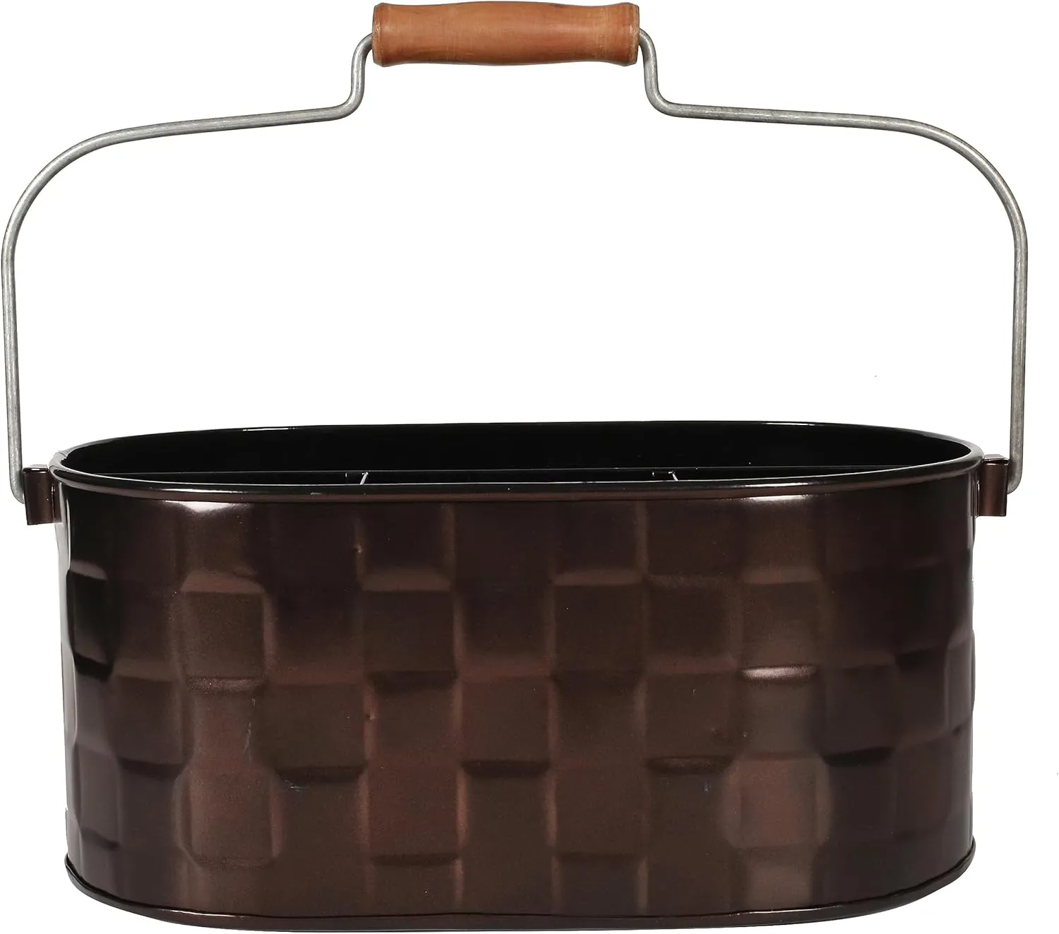 Utensil Caddy,Galvanized Bucket,Galvanized Utensil Holder,Silverware Caddy,Metal Caddy,Outdoor Utensil Caddy,Tin Utensil Holder,Utensil Caddy for Parties,Picnic Caddy,Farmhouse Utensil Dark Brown