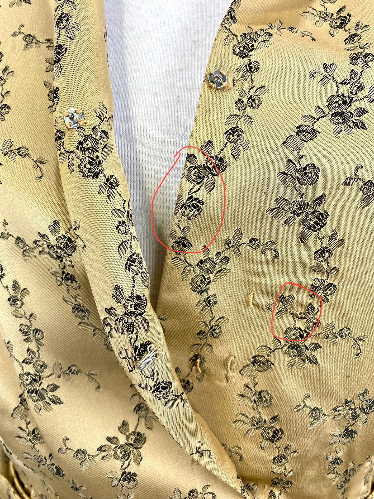 Vintage 1950s Gold Brocade Frederick Starke Dress with Belt, Small