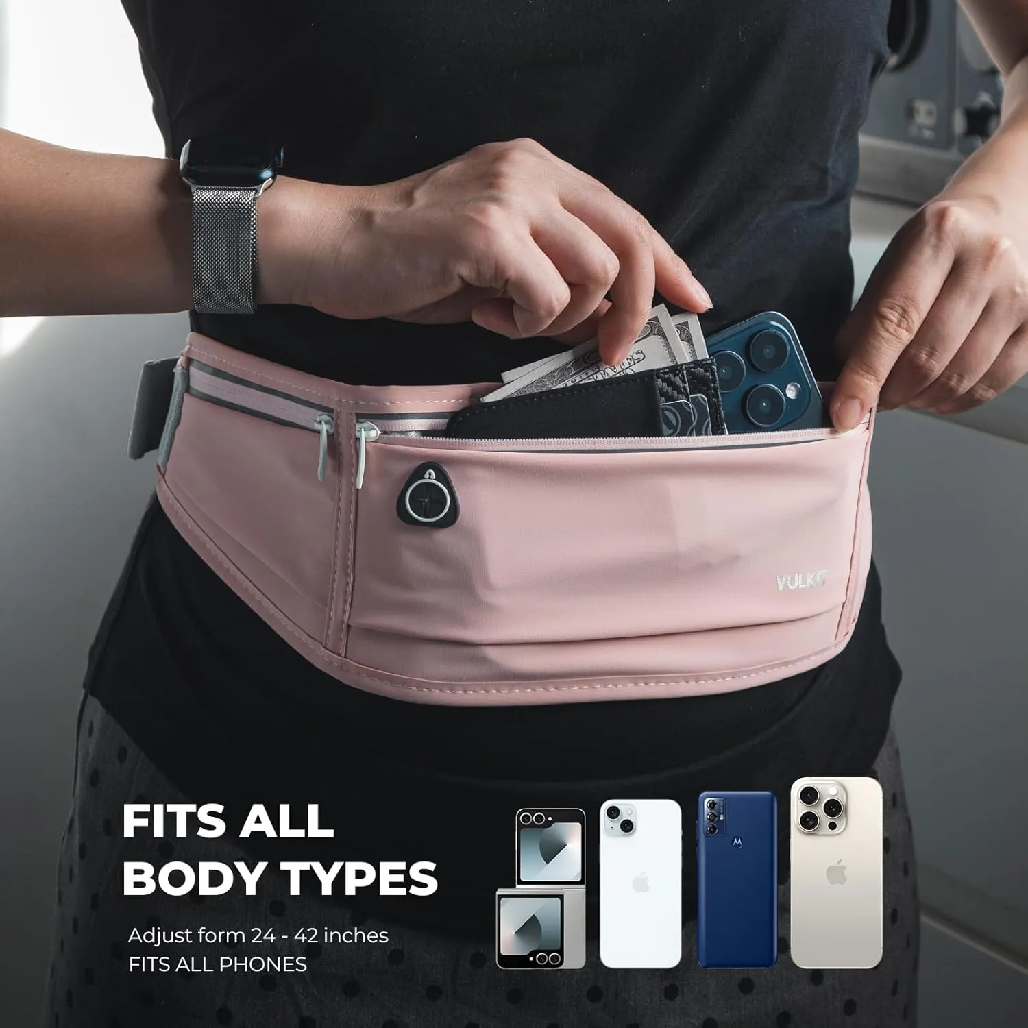VULKIT Slim Running Belt for Women & Men, Cell Phone Holder for Running, Workout Fanny Pack, Running Bag, Money Belt, Runners Essentials Gear Accessories, Fits All Phones, Running Pouch for Men