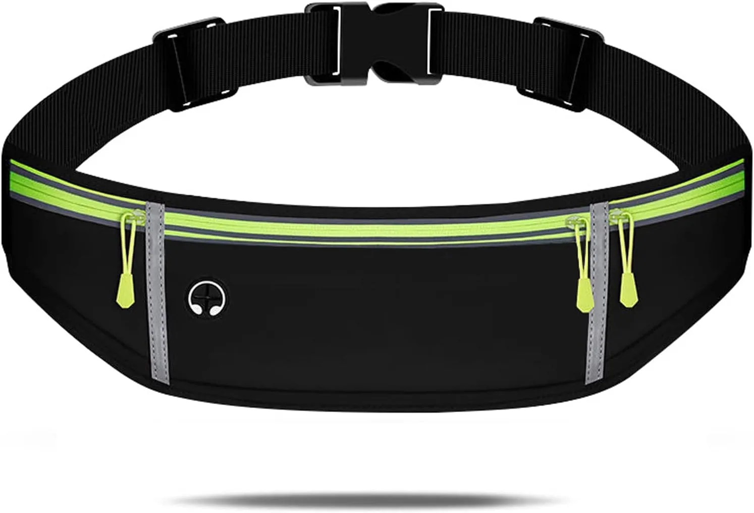 Waist pack sport running Belt Pack with adjustable Strap for running hiking travel outdoors sport (Black, 3 Pockets)