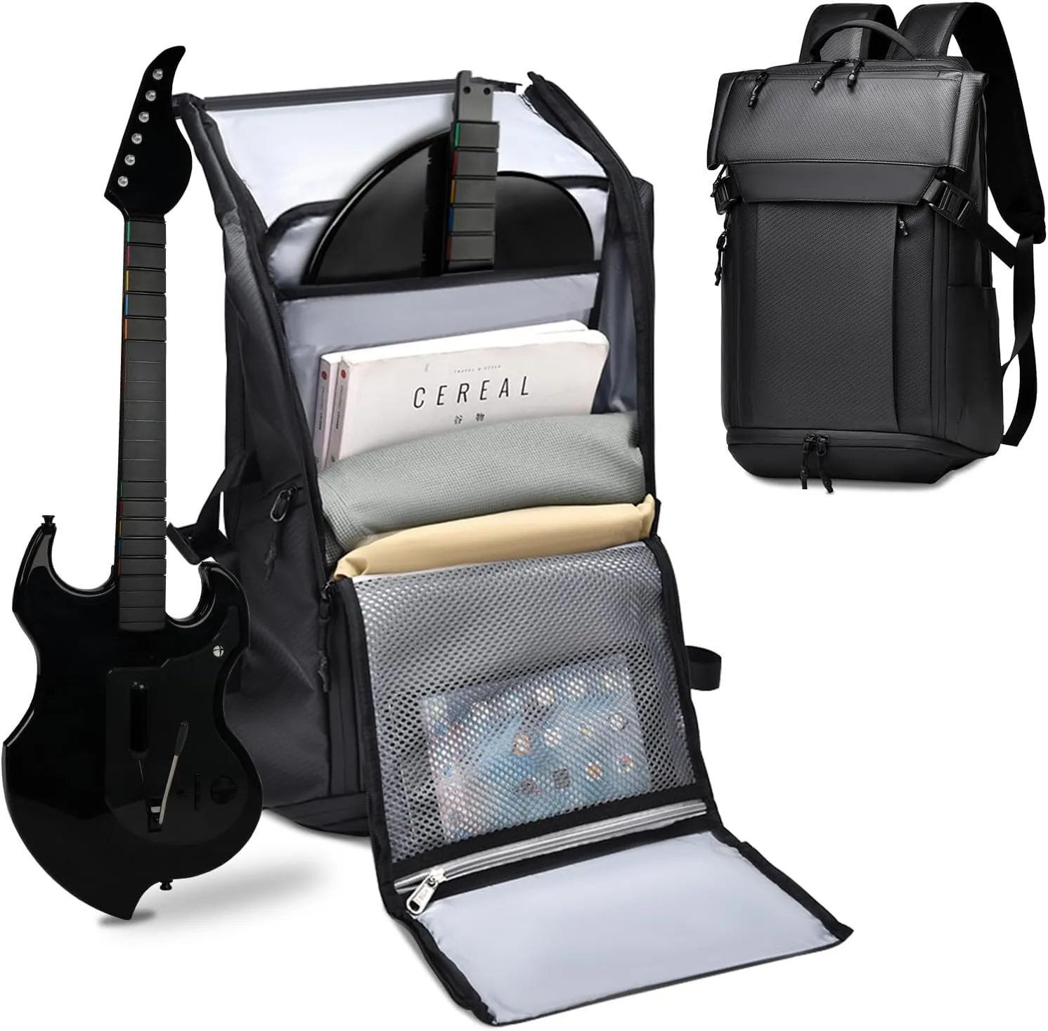 Waterproof Travel Backpack for PDP RIFFMASTER Wireless Guitar Controller, Extra Large Carrying Bag Fits PS5, PS4, & Large Capacity Storage Bag with Zippered Pocket for PlayStation 5