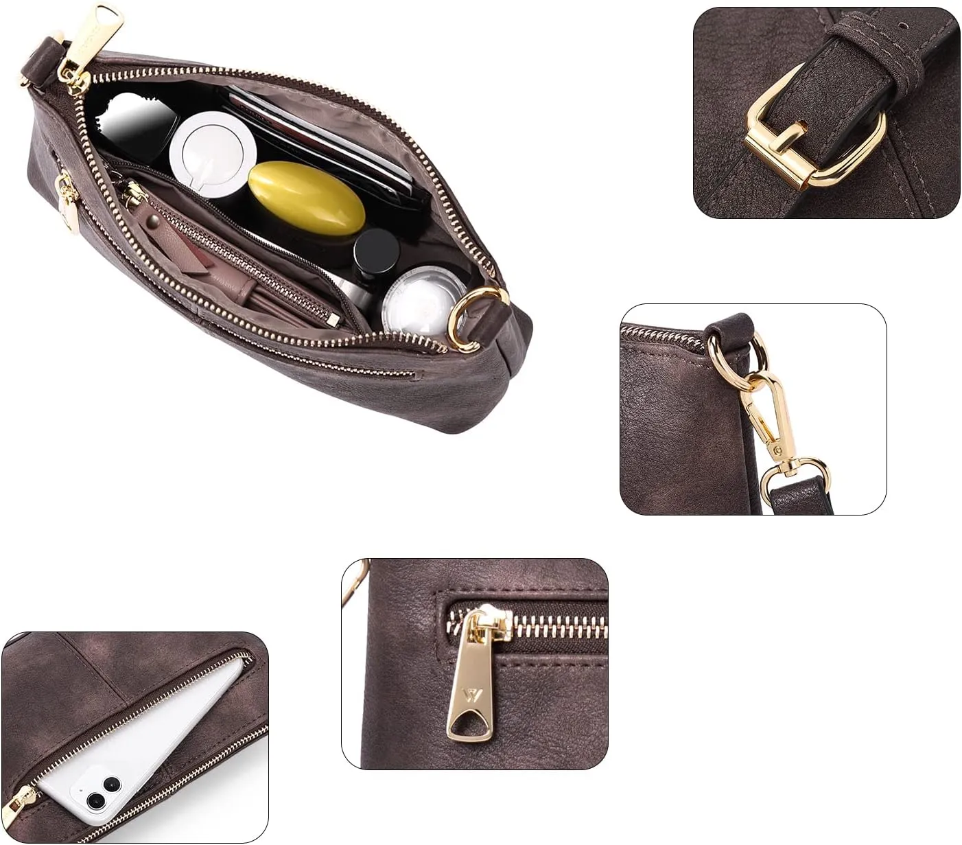 WESTBRONCO Crossbody Bag for Women Vegan Leather Wallet Purses Satchel Shoulder Bags Small Size