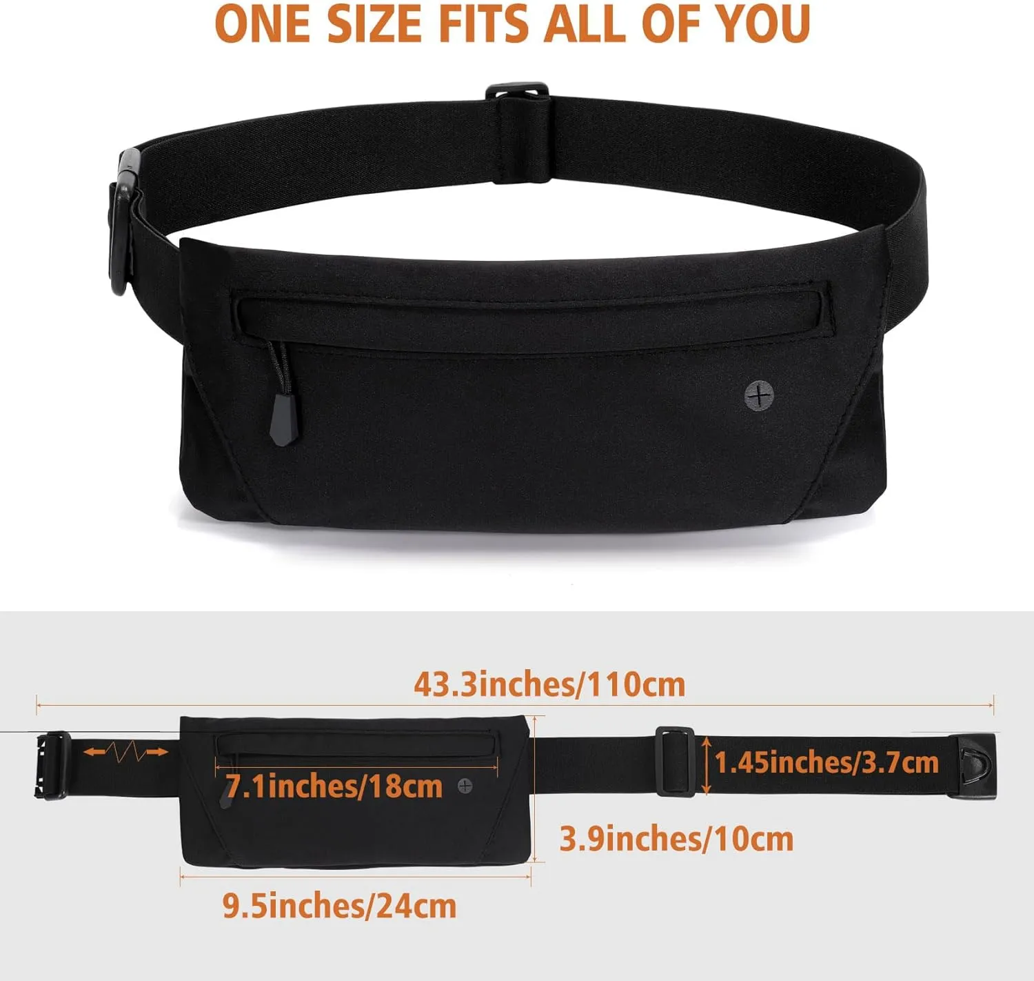 WHIPPY Slim Running Belt Fanny Pack for Women Men Elastic Runners Belt Waist Pouch Chest Bag Phone Holder Waist Pack for Running Hiking