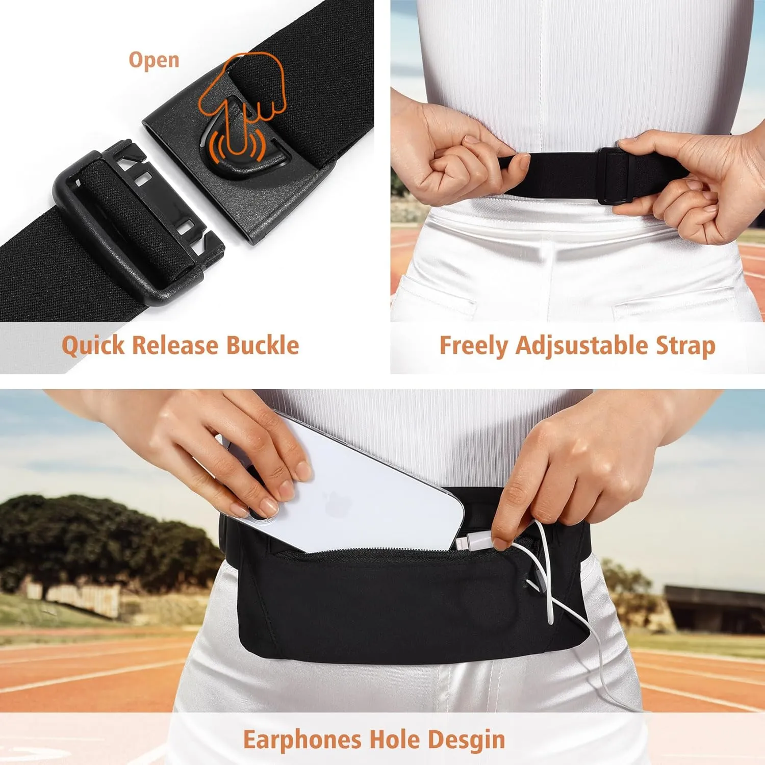 WHIPPY Slim Running Belt Fanny Pack for Women Men Elastic Runners Belt Waist Pouch Chest Bag Phone Holder Waist Pack for Running Hiking