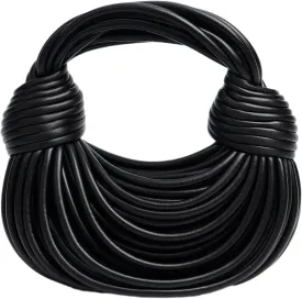 Woven Crossbody Bag for Women, Small Leather Clutch Purse Knotted Bread Handbag Top Handle Noodles Shoulder Bag.