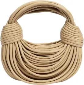 Woven Crossbody Bag for Women, Small Leather Clutch Purse Knotted Bread Handbag Top Handle Noodles Shoulder Bag.